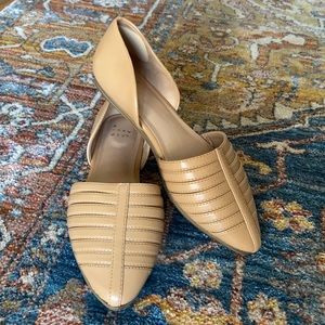 Nude Woven Faux Leather Flats